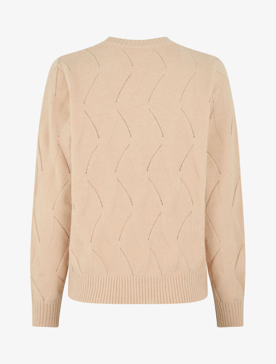 Pull droit uni à col rond - Beige - 2