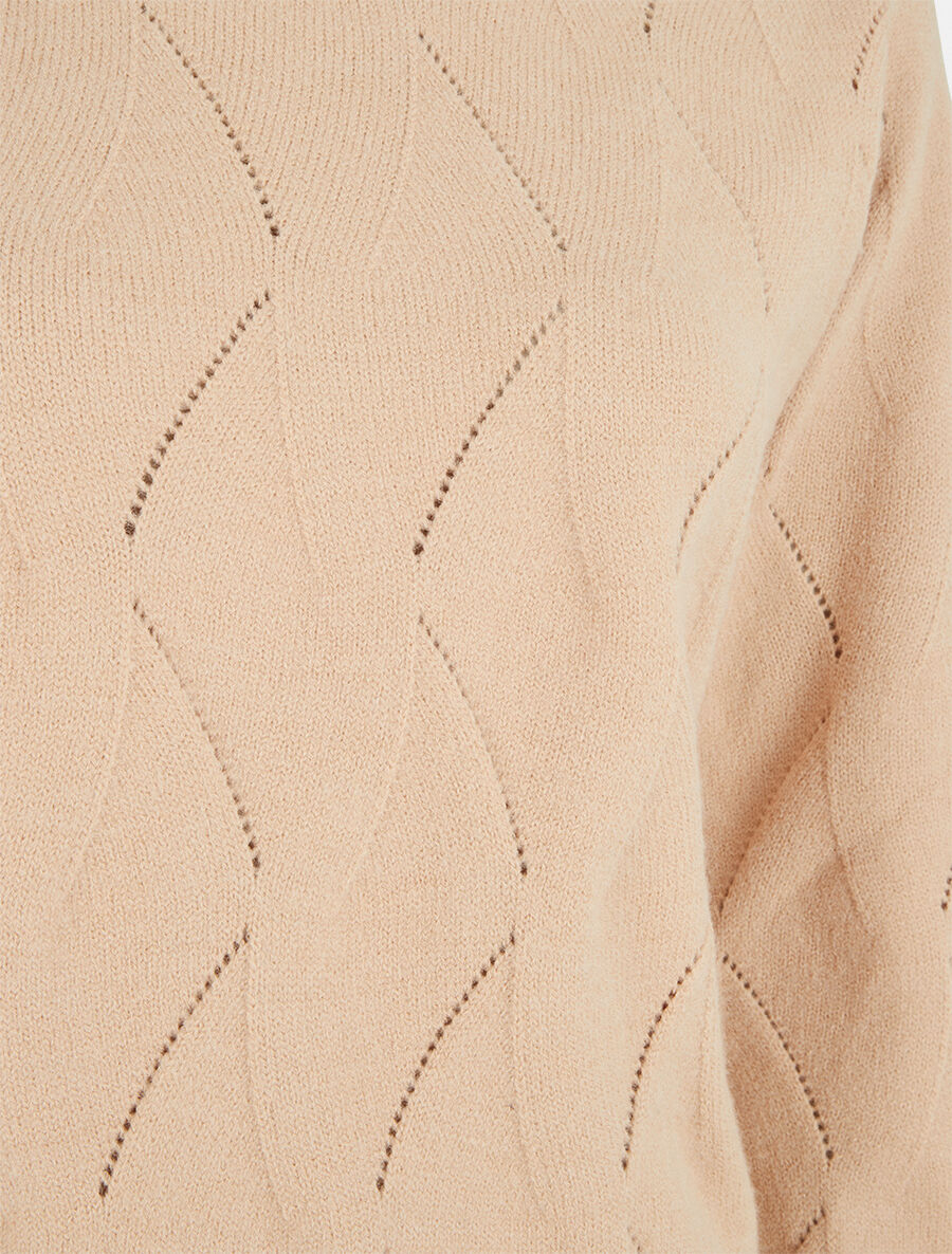 Pull droit uni à col rond - Beige - 3