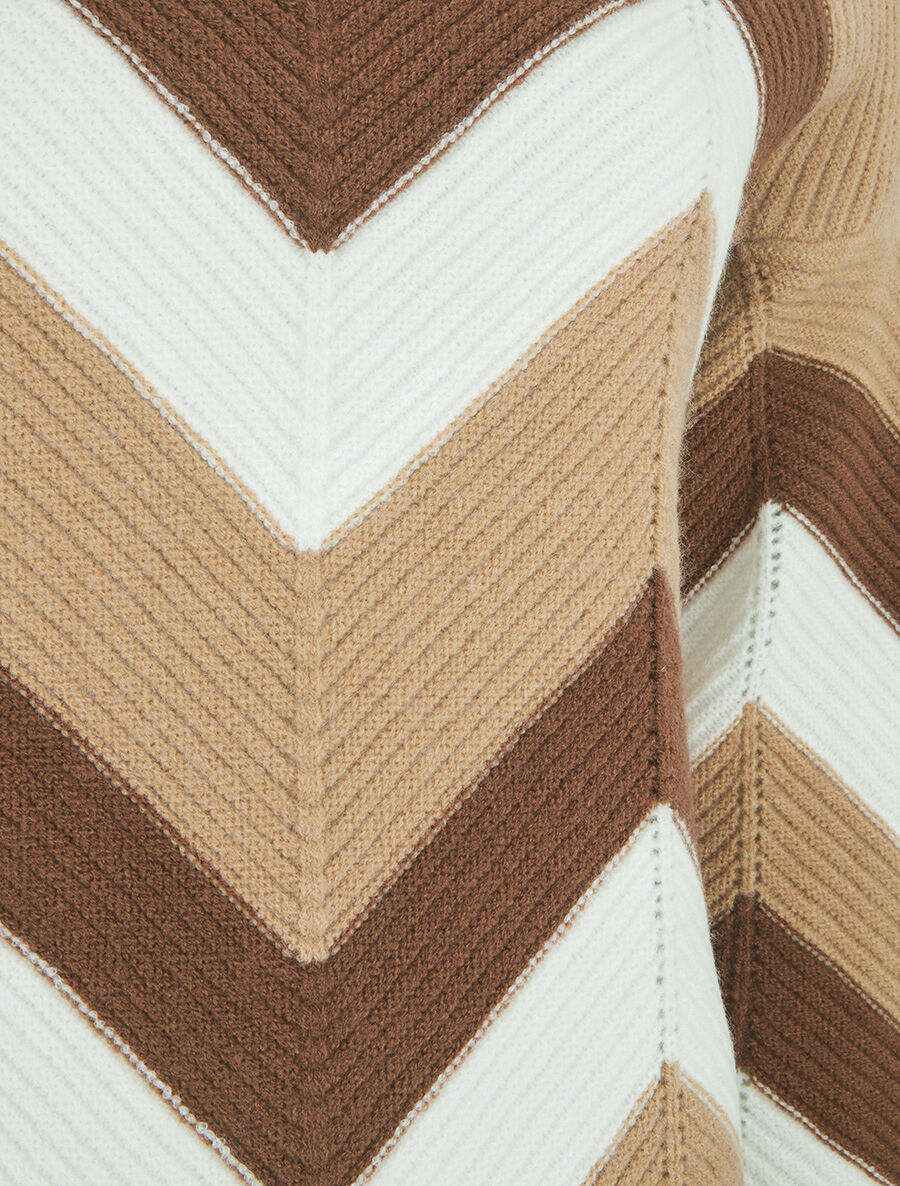 Pull droit bords asymétriques et motif zigzag - Beige - 3