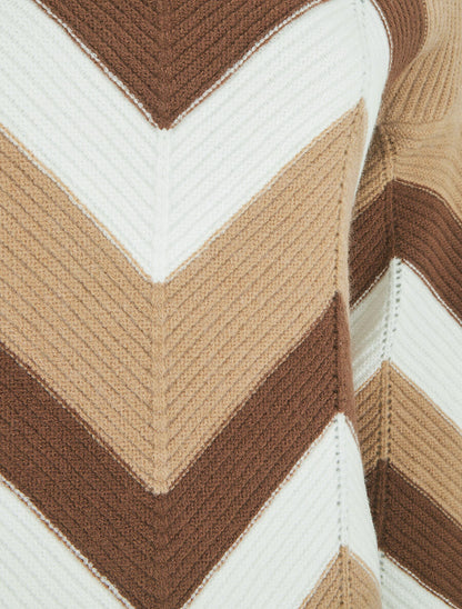 Pull droit bords asymétriques et motif zigzag - Beige - 3