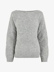 Pull droit en maille graphique - Gris - 5