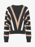 Pull ample motif en V - Noir - 1