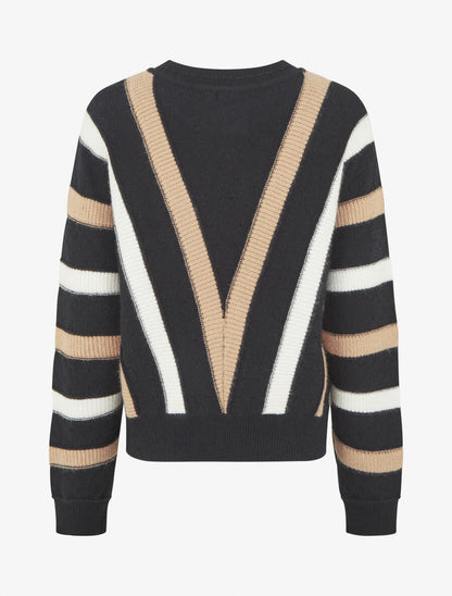Pull ample motif en V - Noir - 2