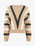 Pull ample motif en V - Beige - 1