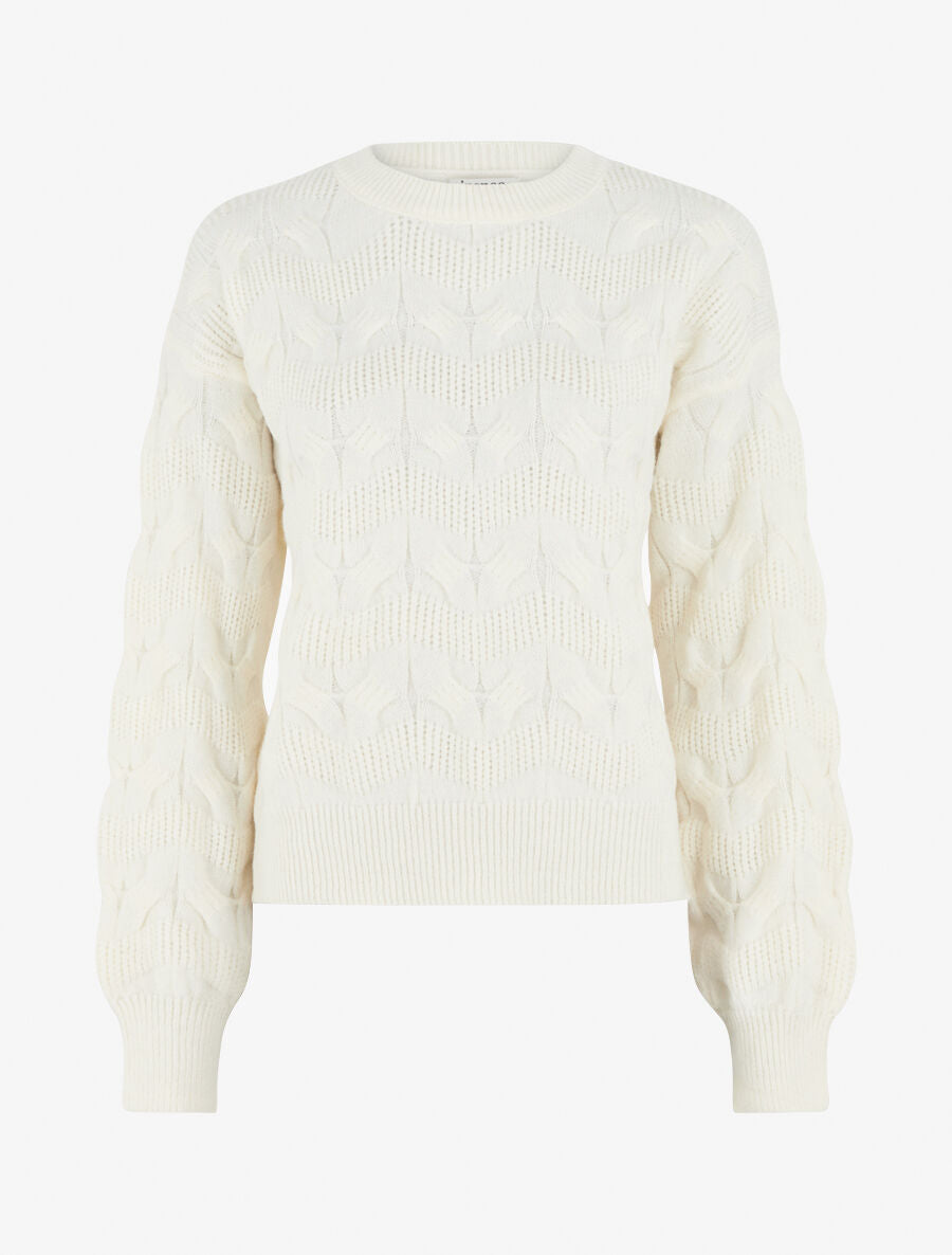 Pull droit uni en maille zigzag - Écru - 4
