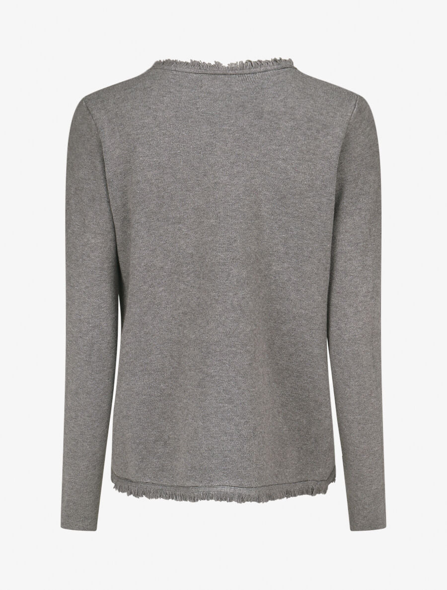 Gilet uni à bords effilochés - Gris - 2