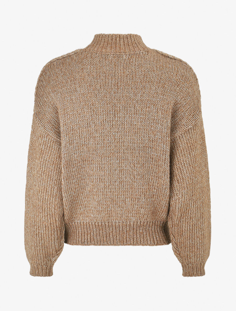 Pull uni irisé à col rond - Camel - 2