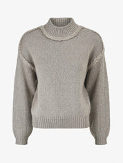 Pull uni irisé à col rond - Gris - 1