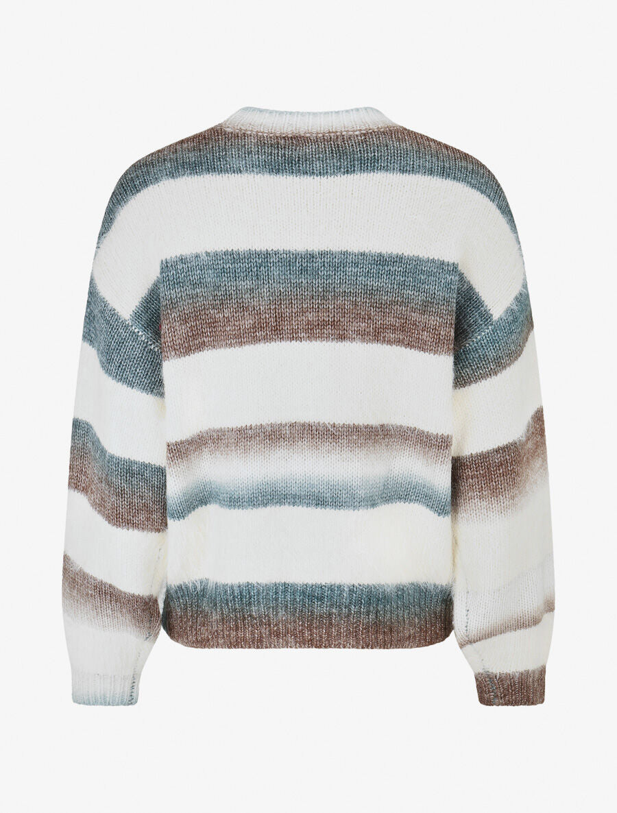 Pull duveteux rayé - Bleu canard - 2