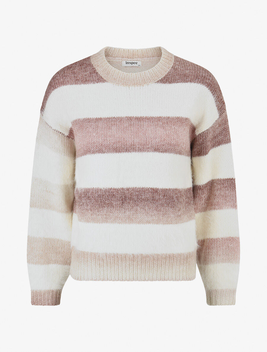 Pull duveteux rayé - Rose - 5