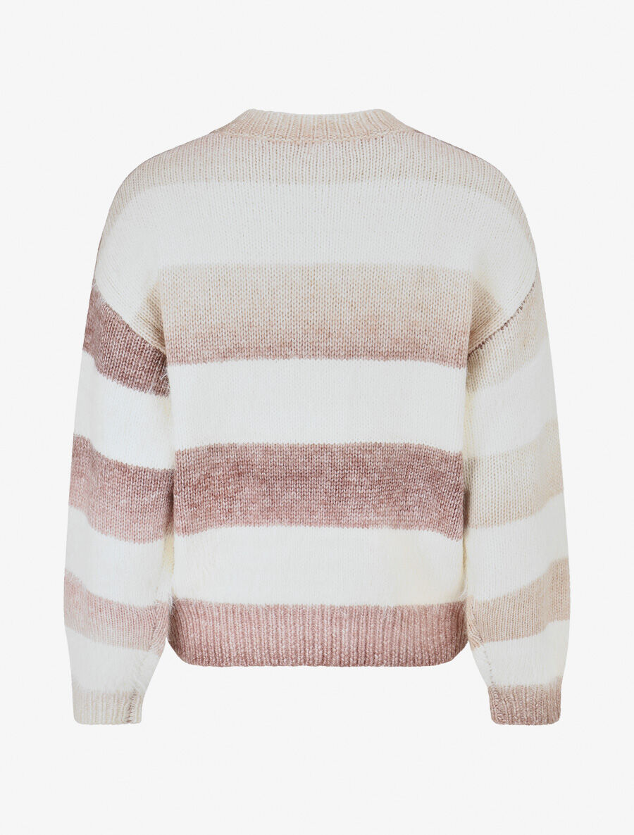 Pull duveteux rayé - Rose - 2
