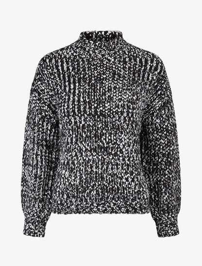 Pull en maille effet moucheté - Noir - 1