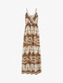 Robe longue à fines bretelles imprimé fantaisie - Marron - 4