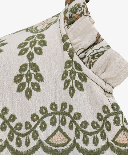 Robe longue imprimé cachemire fantaisie - Vert olive/écru - 3