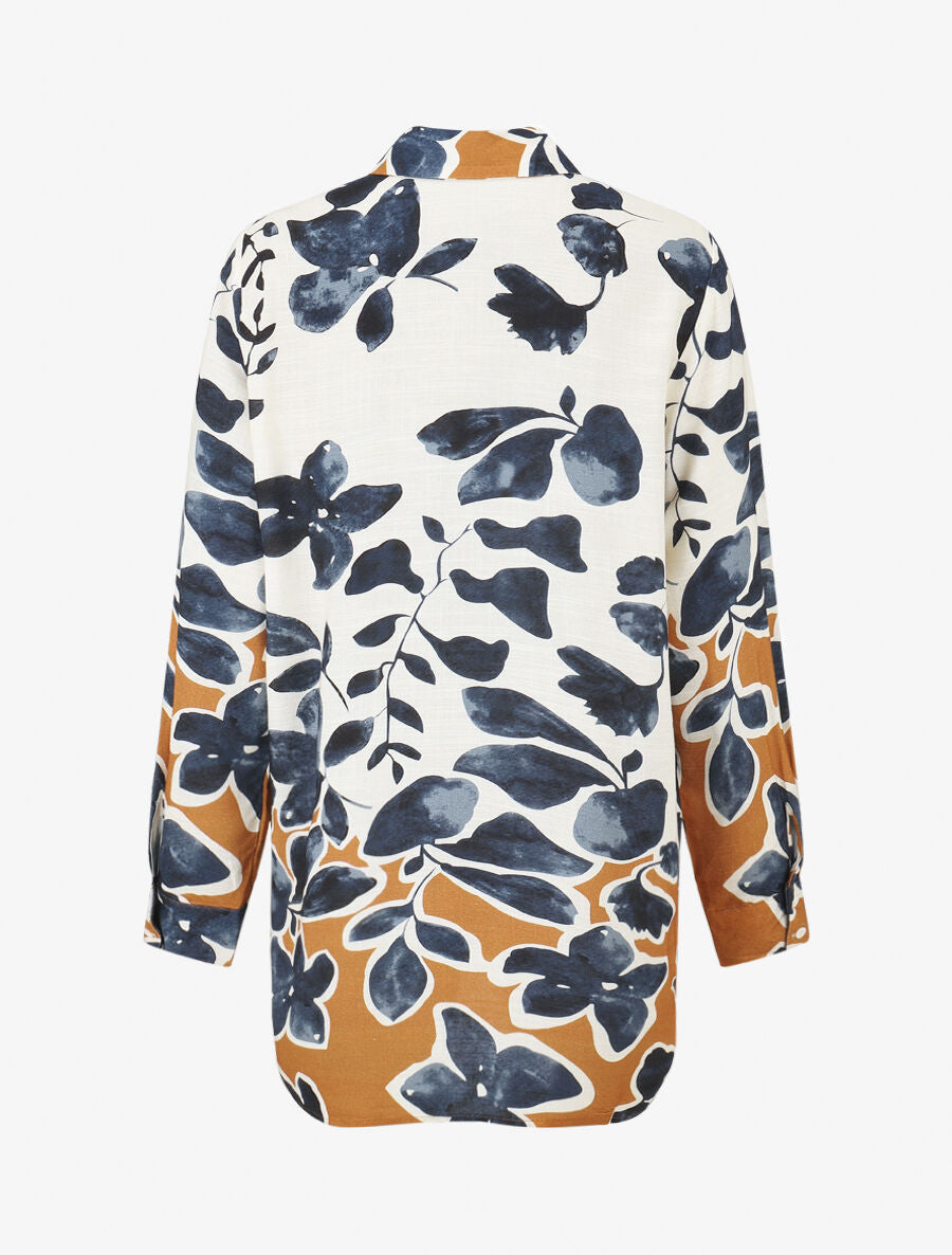 Ensemble chemise et pantalon imprimé floral - Marine - 4