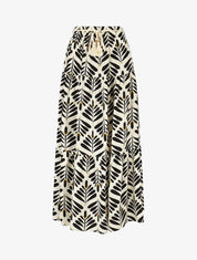 Jupe longue taille haute imprimé végétal - Noir - 4