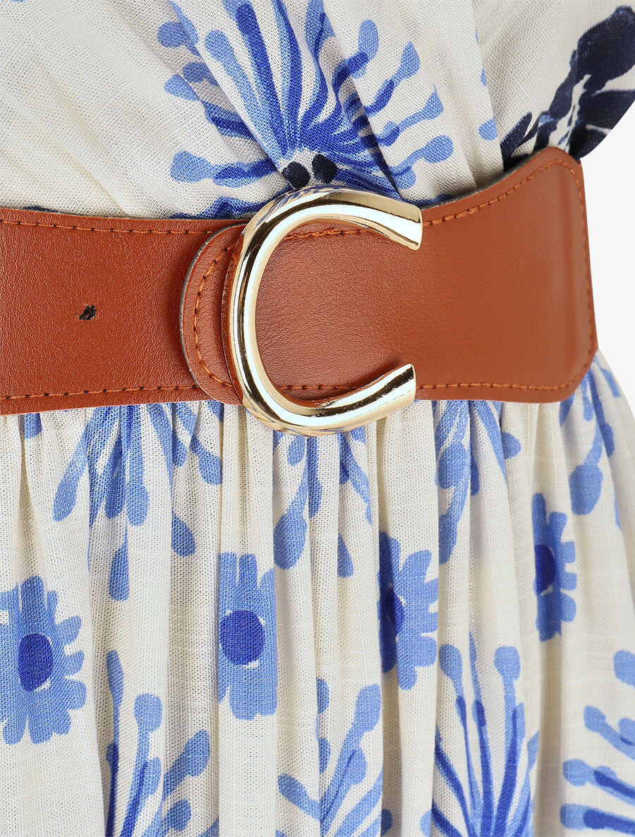 Robe longue sans manches à imprimé fantaisie - Marine - 3