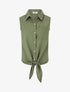 Chemise en lin sans manches à noeud - Kaki - 1