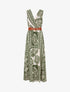 Robe longue sans manches feuilles graphiques - Kaki - 1