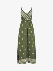 Robe longue à fines bretelles à imprimé fantaisie - Vert - 1