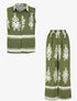 Ensemble top sans manches et pantalon imprimé ikat - Kaki - 1