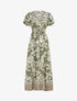 Robe longue fleurie à manches courtes - Vert - 1