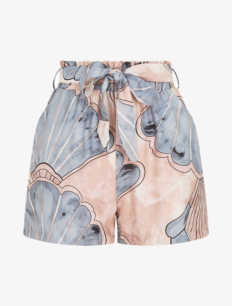 Short paper bag imprimé éventails - Gris - 1