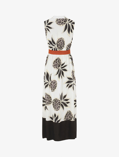 Robe longue sans manches imprimé ananas - Noir - 2