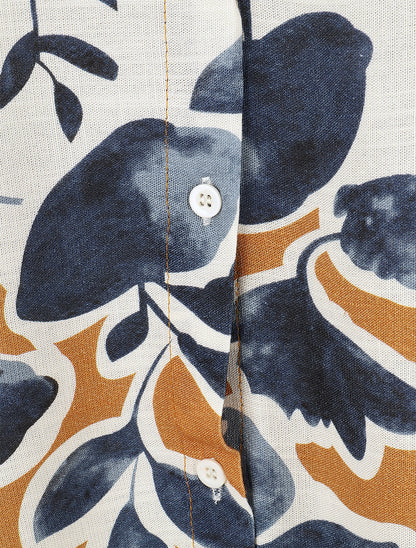 Chemise ample manches longues imprimé floral - Marine - 3