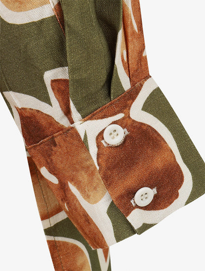 Chemise ample manches longues imprimé floral - Marron - 3