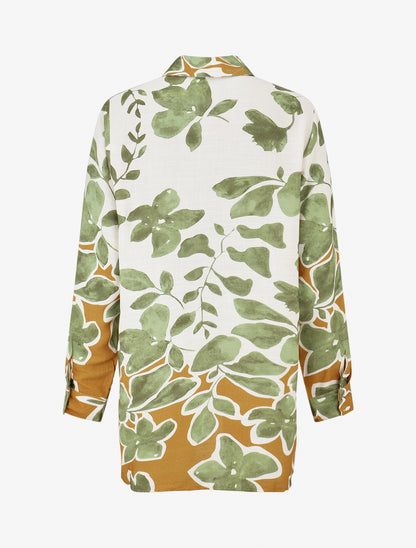 Chemise ample manches longues imprimé floral - Vert - 2