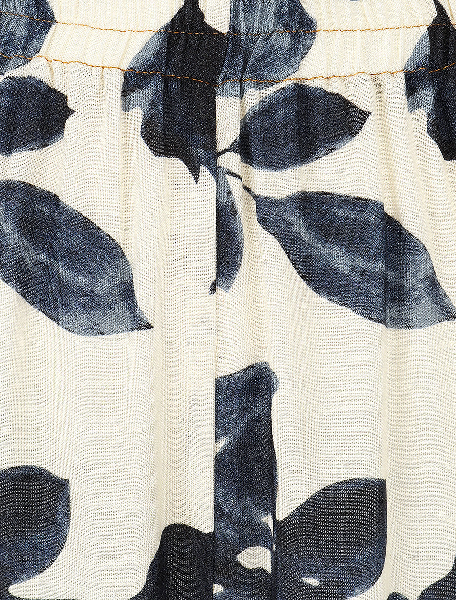 Pantalon droit taille haute imprimé floral - Marine - 3