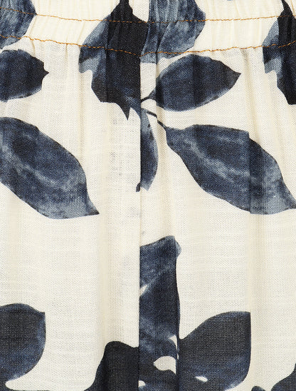 Pantalon droit taille haute imprimé floral - Marine - 3