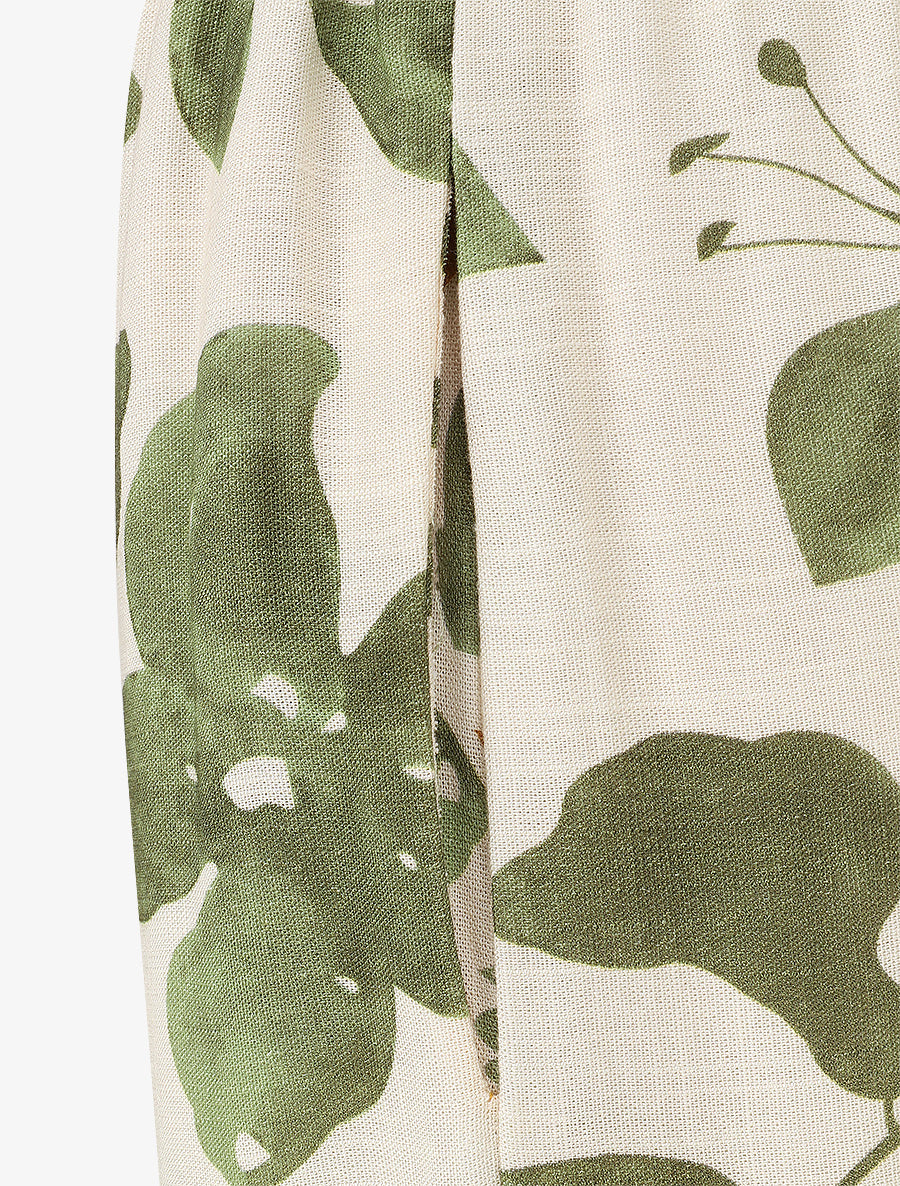 Pantalon droit taille haute imprimé floral - Vert - 3