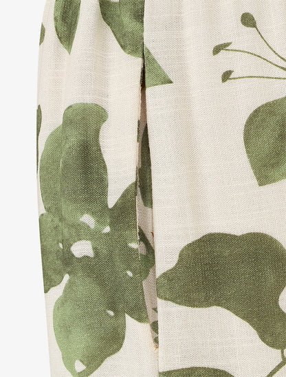 Pantalon droit taille haute imprimé floral - Vert - 3