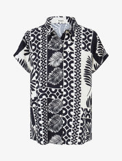 Chemise ample manches courtes imprimé tropical - Marine - 1