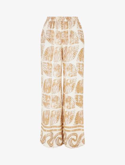 Pantalon droit taille haute imprimé fantaisie - Taupe - 1