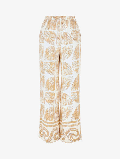 Pantalon droit taille haute imprimé fantaisie - Taupe - 2