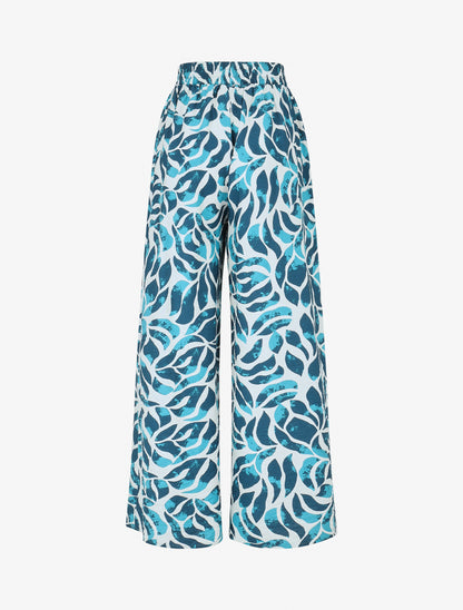 Pantalon droit imprimé abstrait - Bleu canard - 2