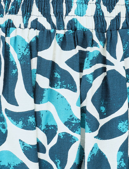 Pantalon droit imprimé abstrait - Bleu canard - 3