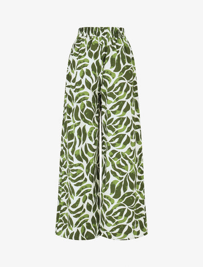Pantalon droit imprimé abstrait - Kaki - 2