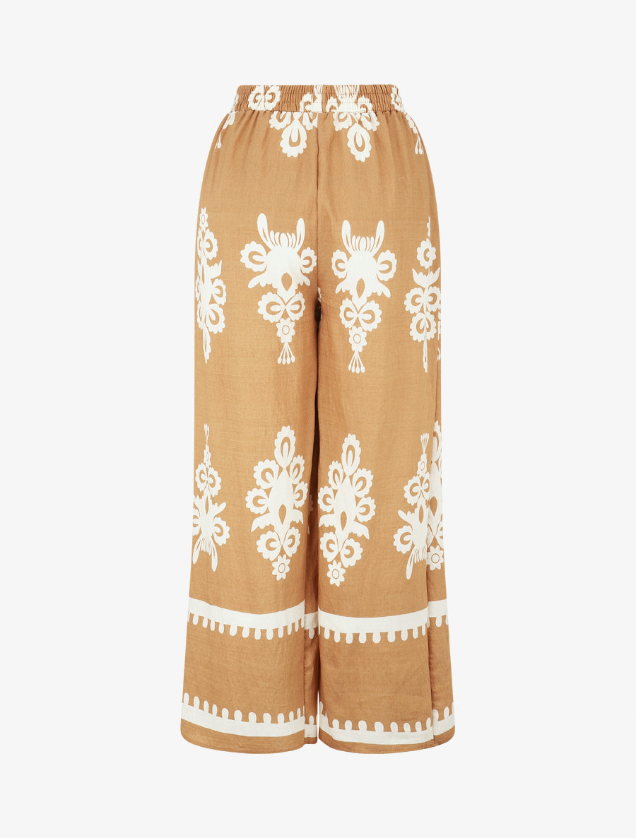 Pantalon droit imprimé ikat - Camel - 2