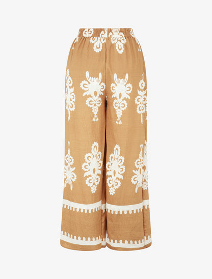Pantalon droit imprimé ikat - Camel - 2