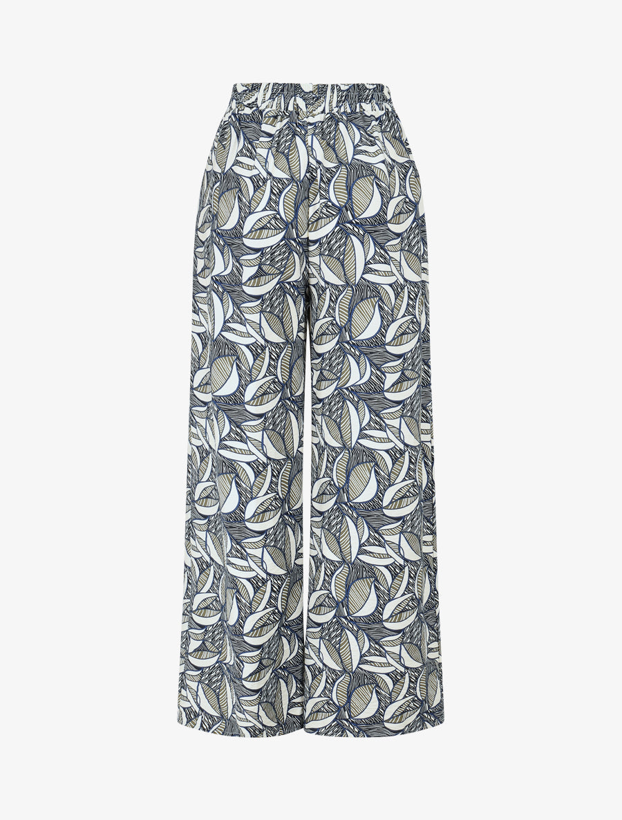 Pantalon élastiqué imprimé wax - Marine - 2