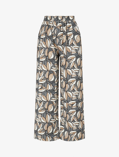 Pantalon élastiqué imprimé wax - Noir - 1