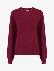 Pull droit en maille stylisée - Lie de vin - 1