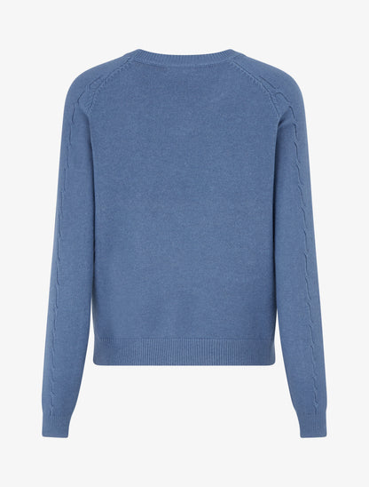 Pull en maille stylisée coupe droite - Bleu charrette - 2