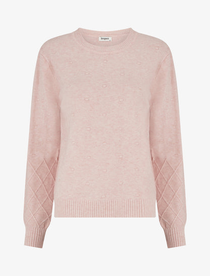 Pull en maille style pois coupe droite - Rose - 1