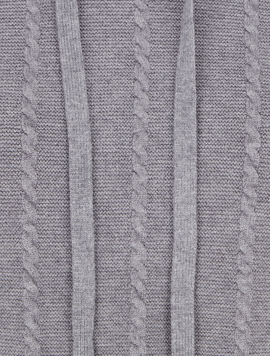 Pull à capuche effet tressé coupe droite - Gris - 3