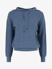 Pull à capuche effet tressé coupe droite - Bleu charrette - 1